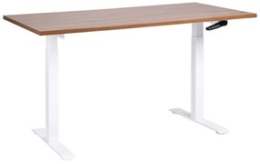 Manuálne nastaviteľný písací stôl 160 x 72 cm tmavé drevo/biela DESTINES Beliani