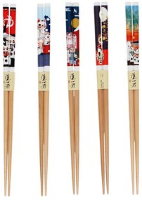 Drevené paličky v súprave 5 ks v prírodnej farbe Beckoning Cats – Rex London