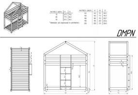 Domčeková poschodová detská posteľ s roštom v prírodnej farbe 90x190 cm DMPN – Adeko