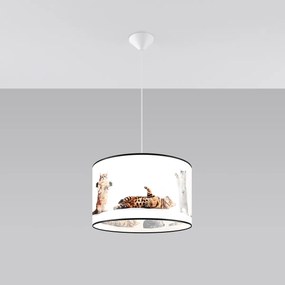 Detské závesné svietidlo Kitty, 1x plastové tienidlo so vzorom, (fi 40cm)