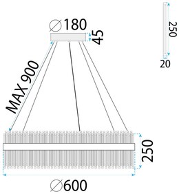Toolight Toolight, LED stropné svietidlo 60cm, 58W, 4000K, APP1516-CP60, chrómová, OSW-03264