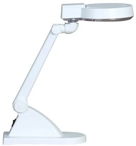 Stolová LED lampa so zväčšovacou lupou, biela
