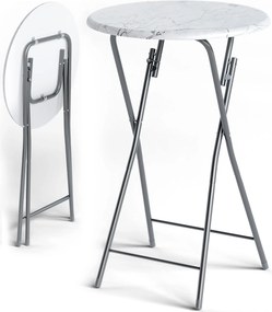 Sada 2 ks cateringových skladacích barových stolov MARLE 60 cm mramorovo biela