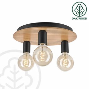 Stropné svietidlo DUSTY 3xE27/15W/230V pr. 34 cm dub/čierna
