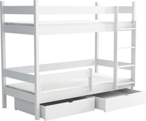 Detská poschodová posteľ z masívu borovice LEGEND so šuplíkmi - 200x80 cm - BIELA