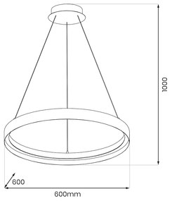 Závesné LED svietidlo Orbita, 1x LED 52w, 4000k, w/b