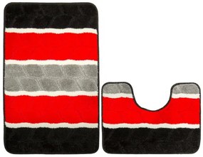 Sada kúpeľňových koberčekov FANO červená / sivá