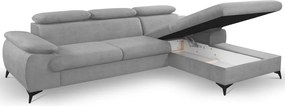 Rohová sedacia súprava Scala, svetlo šedá látka, pravý roh