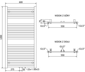 Mexen Hades, vykurovacie teleso 1200x600 mm, 659 W, antracitová, W104-1200-600-00-66