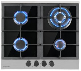 Klarstein Alchemist, plynová varná doska, 4 hliníkové horáky, sklokeramika, čierna