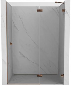 Mexen Lunar, pravé otočné sprchové dvere 140 cm, 8mm číre sklo, ružové zlato profil, 834-140-000-60-00-P