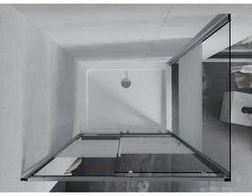 Mexen Apia, sprchový kút s posuvnými dverami 120 (dvere) x 90 (stena) cm, 6mm číre-pásy sklo, chrómový profil + slim sprchová vanička 5cm, 840-120-090-01-20-4010