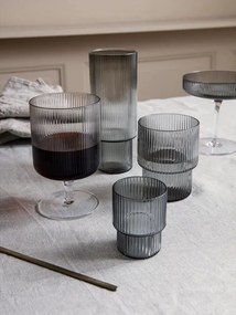 Ferm Living Pohár Ripple Smoked grey 200 ml – set 4 ks
