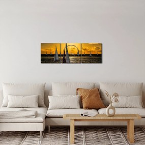 Obraz jachty v západe slnka (s hodinami) (90x30 cm)