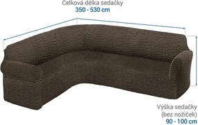 Bielastické poťahy CRISTINA oriešková rohová sedačka (š. 350 - 530 cm)