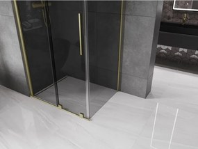 Mexen Velar, sprchový kút s posuvnými dverami 110 x 85 cm, 8mm šedé sklo, zlatá matná, 871-110-085-41-55