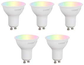 Sada 5 inteligentných stmievateľných LED žiaroviek GU10 50mm Opálové 4,7W 400 lm 2700-6500K