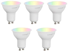 Sada 5 inteligentných stmievateľných LED žiaroviek GU10 50mm Opálové 4,7W 400 lm 2700-6500K