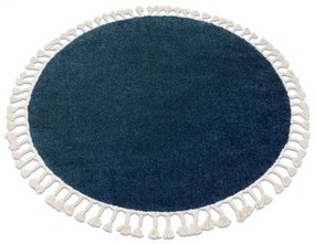 Okrúhly koberec BERBER 9000, tmavo-modrý, strapce,  Maroko Shaggy