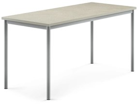 Stôl SONITUS, 1600x700x760 mm, linoleum - svetlošedá, strieborná