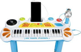 MULTISTORE Klávesové klavírne organy s mikrofónom mp3 modré