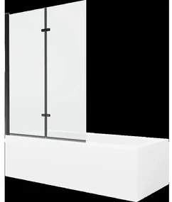 Mexen Vega obdĺžniková vaňa 180 x 80 cm s obkladom a 2-krídlovou zástenou 120 cm, Transparentné, Čierna - 550118080X9212027000