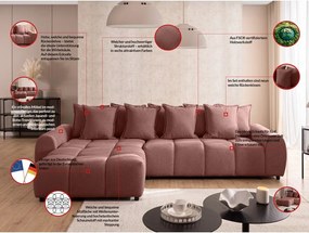 Rohová pohovka v terakotovej farbe (ľavý roh/s leňoškou) Albane – Ropez