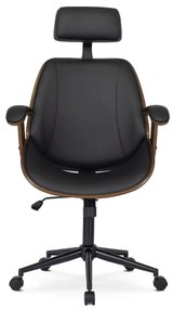 Vintino kancelárska otočná stolička ARTUR drevo orech, čierna ekokoža - vintino.sk
