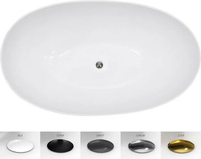 Besco Voľne stojaca vaňa z liateho mramoru Siya BW Matt 160x92 (172x100), biela lesk/čierna mat BESCO-Typ výpuste: Alcaplast Click-Clack s vrchným či…