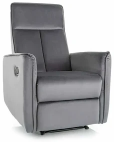Polohovacie kreslo Maxime Velvet, sivá