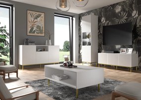 TV skrinka/stolík 3D 150 Rowanna (biela + čierna). Akcia -19%. Vlastná spoľahlivá doprava až k Vám domov. 1125011