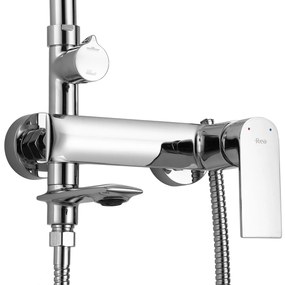 Rea Veneta, vaňová/sprchová súprava s dažďovou hlavovou sprchou a ručnou hlavicou, chrómová, REA-P7843