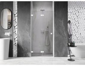 Mexen, Mexen Lunar-F skladacie ľavé sprchové dvere 80 cm, transparentné, biele - 836-080-000-20-00-L