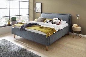 Čalúnená posteľ deria s úložným priestorom 140 x 200 cm modrá MUZZA