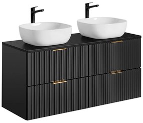 Závěsná skříňka Casad Smile s deskou a umyvadly 120 cm černá