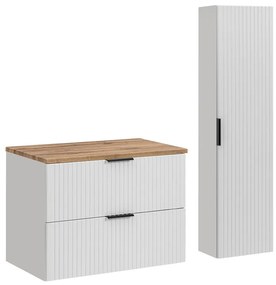 Koupelnová sestava Casad s deskou a skříňkami 80 cm bílá/dub wotan