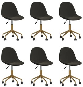 3086106 vidaXL Swivel Dining Chairs 6 pcs Dark Grey Velvet(3x333496)