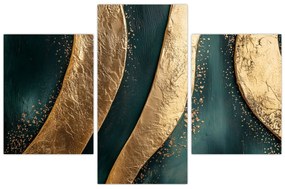 Obraz - Zelená abstrakcia so zlatom I. (90x60 cm)