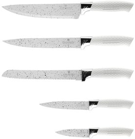 6 dielna sada nožov v bielom stojane