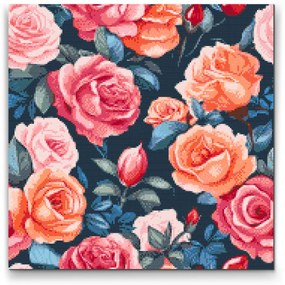 Gario Diamantové maľovanie Kvetinové pozadie Ruže Rozmery: 50 x 50 cm, Rámovanie: Iba zrolované plátno, Diamanty: Štvorcové