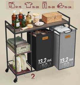 Koš na prádlo Vasagle Asas 100 l černý/šedý/hnědý