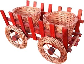 HRADIL prútený vozik kvetináč tmavý 62 x 32 x 29 cm