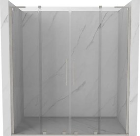 Mexen Velar L Duo, posuvné sprchové dvere do otvoru 200 cm, 8mm číre sklo, brúsená oceľ, 871-200-003-02-97
