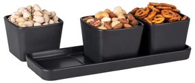 Matne čierne keramické servírovacie misy v súprave 3 ks Snack &amp; Dip – Wenko