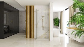 Sprchový kút REA HUGO DOUBLE GOLD BRUSH 100x90, zlatý kartáčovaný/transparent - bez vaničky