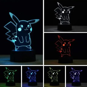 3Dmix 3DL-CLK021 – 3D LED nočná lampa - Pikachu (Pokémon) (Hodiny s budíkom)