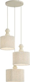 Japandi závesná lampa béžová s ľanovým tienidlom 3-svetlá - Fedde