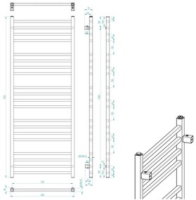 Sapho, METRO vykurovacie teleso 600x1510 mm, čierna matná, IR420TB