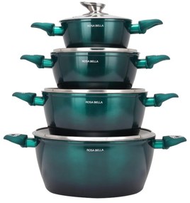 Wellhox ROSA BELLA zelená 8-dielna sada hrncov