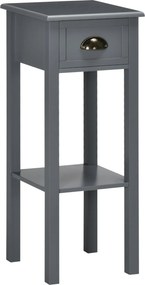HOMCOM Moderný bočný stolík so zásuvkou a úložným priestorom do obývačky a spálne 30x30x75 cm Šedý | Aosom